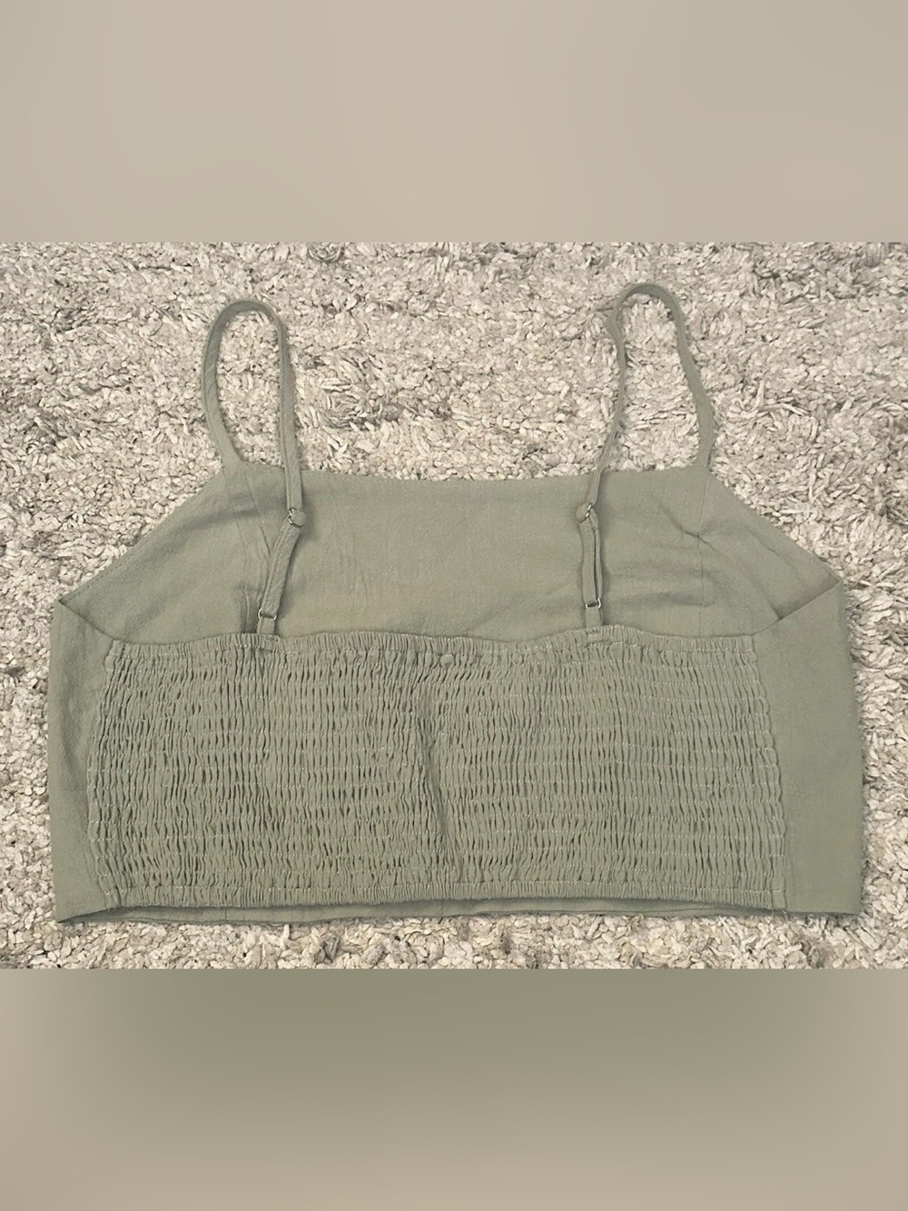Shein Curve Women’s Size 0XL Green Elastic Front Spaghetti Strap Crop Top